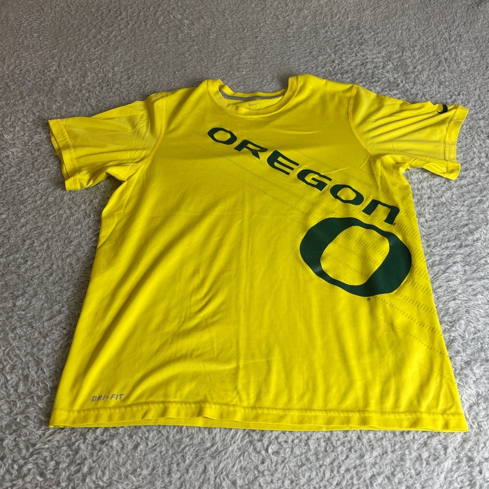 Nike Oregon Ducks Dri-FIT Shirt Mens Small Yellow Short Sleeve Training Tee